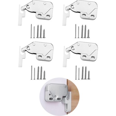 4 Pièces Fermeture à Ressort Porte d'Armoire, Loqueteau de Porte à Pression, Ressort Mini Loquet, Mini Latch avec des Vis, Loqueteaux à Ressort pour les Penderies, Armoires (1/5)