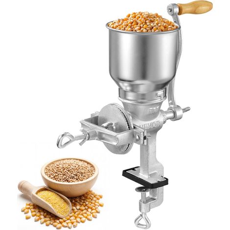 Moulin à Grains Manuel avec Trémie Haute, Moulin à Céréales à Manivelle, pour Épices Grains de Café Noix Blé Cuisine Maison, Broyeur à Maïs de Table en Fonte, Fixation Stable à Serre-joint (1/5)