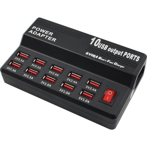 Smart ten-port multi-port USB fast charging (black) (1/5)