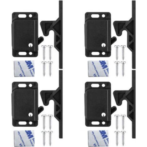 Set of 4 ABS Cabinet Door Locks with Push Latch Mechanism, Secure Cupboard and Drawer Locks for Caravan, Camper, Office, Easy Installation (1/5)