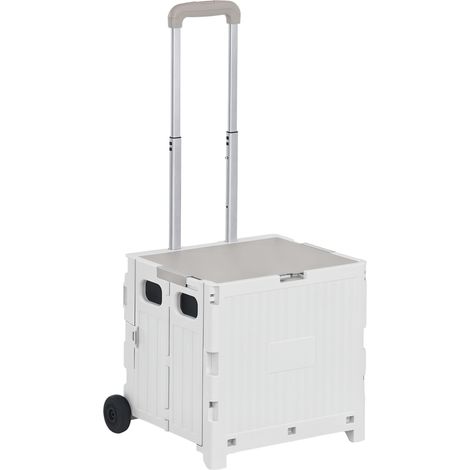 Carrito de la compra plegable carrito para supermercado con 2 ruedas longitud de mango ajustable capacidad 32 litros para oficina 41,5x32,5x85 cm (1/5)