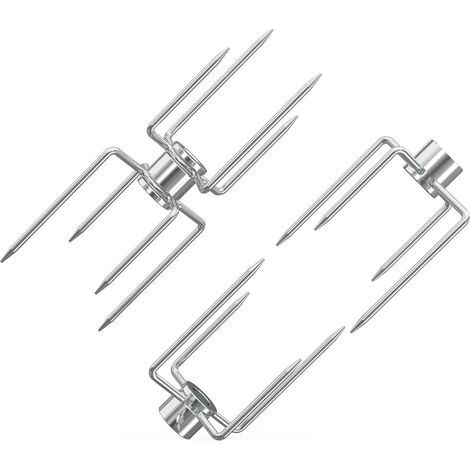 Fourchette Tourne Broche, Barbecue Rotissoire Fourchette pour Hexagonales de 12 mm et Tige de Rôtissage Carrée de 10 mm et 8 mm, Multifonctionnel Fourchettes à Viande, Accessoires de Gril