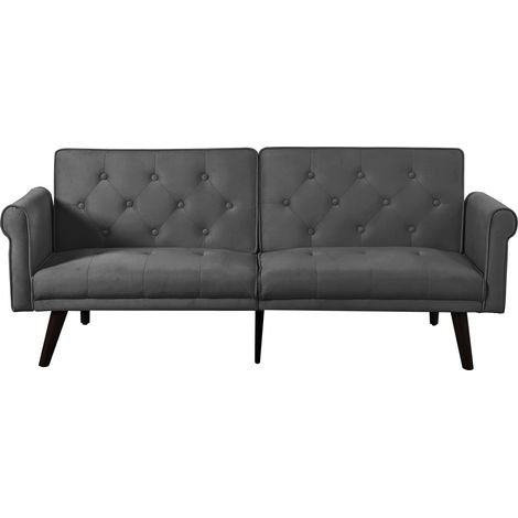 Canapé Droit Convertible - 2 Places - Confort Moelleux - Velours - Avec Dossier Réglable - 172 x 89 x 70 cm - Design Moderne - Gris (1/5)