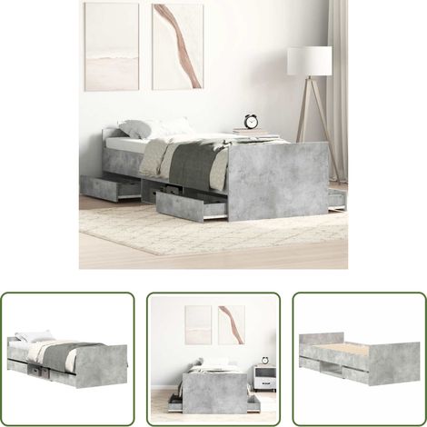 vidaXL Matelas - Cadre de lit sans matelas gris béton 90x190 cm (1/5)