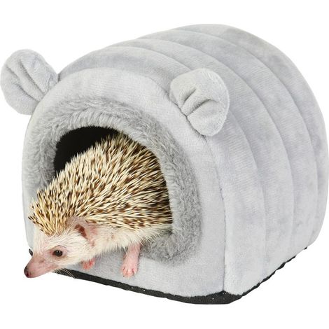 Grottes roulantes pour hérisson, hamster, cochon d'Inde, lapin, maison chauffée (gris, noir) (1/5)