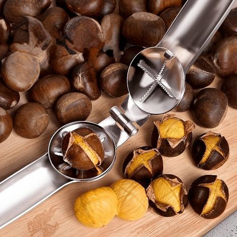 Ensemble de 4 pièces comprenant un casse-noix et une pince à châtaignes, une pince à noix en acier inoxydable, un écaleur de noix, un ouvre-noix en métal, un ustensile de cuisine adapté à toutes les n (1/5)