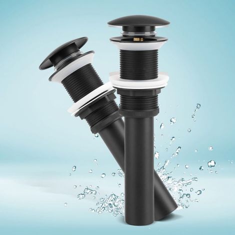 Bouchon pour Canalisation Pop-Up en Laiton Massif, avec Bouton-poussoir, pour Cuisine, Salle de Bains, Lavabo, Baignoire (1/4)