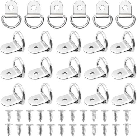 Pair - Lot de 20 anneaux d'arrimage pliables en acier inoxydable 304, anneaux d'arrimage pour remorque, crochet d'arrimage, avec 20 vis (1/5)