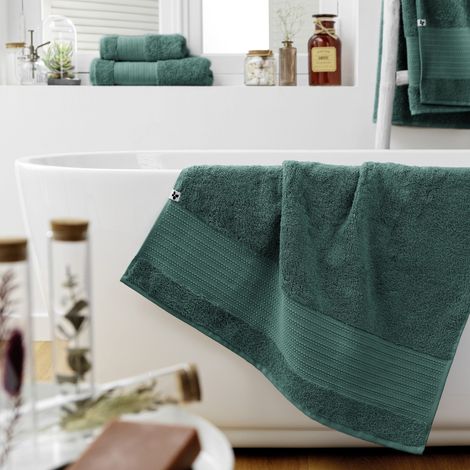 Drap de douche 70 x 130 cm éponge unie garance emeraude Vert foncé (1/3)