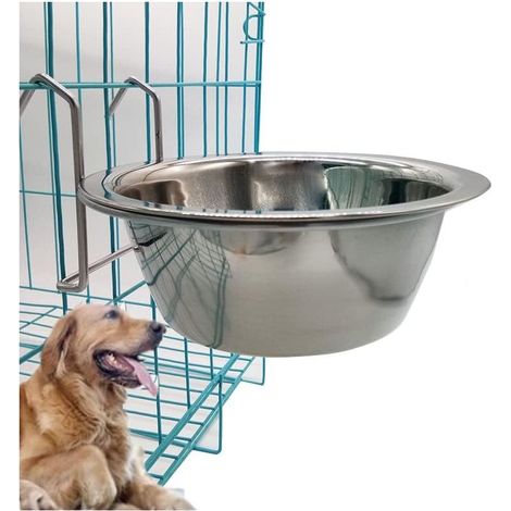 Cage pour animaux de compagnie bol en acier inoxydable suspendu bol pour chien mangeoire à suspendre plat pour chien chat Cage Animal bol d'eau avec crochet (1/5)