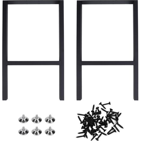 Lot de 2 pieds de table en métal en forme de H de 71 cm (28 pouces), pieds de support pour meubles, bureau, banc, noir mat KLB
