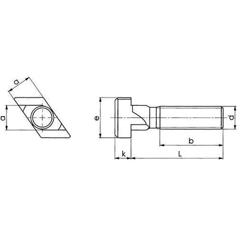 Vis à tête rhombique n° 797, rainure en T 14 mm, M12, longueur 125 mm, qualité 8.8 (1/3)