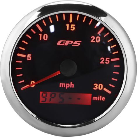 Compteur de vitesse GPS 3,3 pouces, vitesse de 0 à 30 mph, rétroéclairage couleur, étanchéité IP67, pour voiture, camping-car, bateau, yacht, cadran noir (1/5)