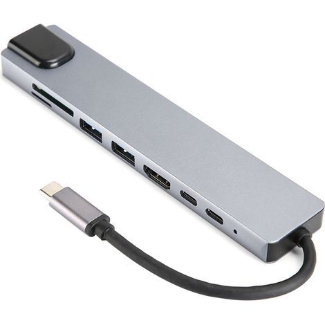 Interface TypeC 8 en 1 vers Hub USB 3.0, adaptateur HDMI RJ45 Ethernet Mini SDTF OTG (1/5)
