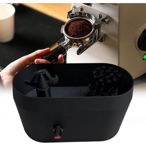 Zubehör für Espressomaschinen: Siebträgerhalter mit Kaffeesatzbehälter und Bürste, geeignet für 51/53/58 mm Siebträger. (1/4)
