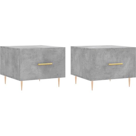 Juego de 2 mesas de centro con cajón 50 x 50 x 40 cm madera de ingeniería gris y hierro DEC040401