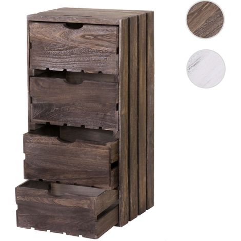 Commode HWC-C62, 4 tiroirs, 70x32x26cm - blanc shabby (1/5)