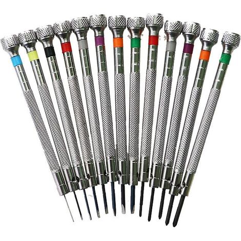 13 pièces tournevis à filet outils de réparation de montre outils de montre de différentes tailles pour horlogers (1/4)