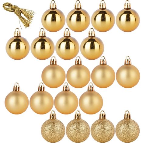 Lot de 20 boules de Noël incassables dorées pour sapin de Noël (1/4)