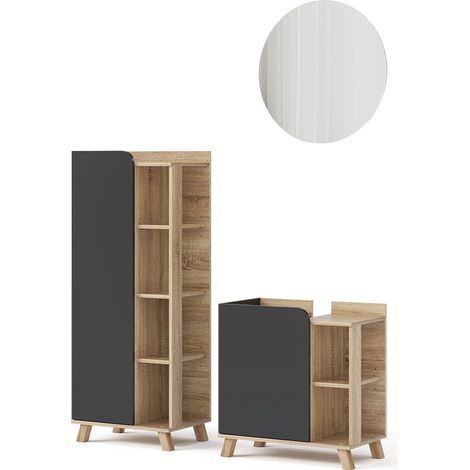 Set di mobili da bagno Karen, Antracite, 3 parti, Vicco