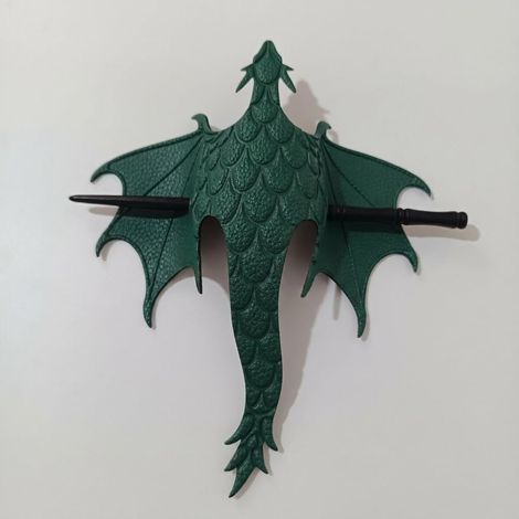 Épingle à cheveux en cuir pour Halloween, motif dragon sculpté avec bâton en bois, fait à la main sur le thème des chevaliers (1/5)