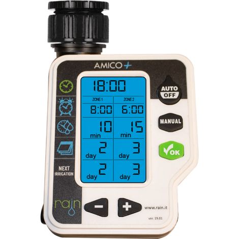PROGRAMADOR DE GRIFO A PILAS RAIN AMICO 2 LOS PROGRAMADORES DE GRIFO AMICO 2 HAN SIDO DISENADOS PARA SER PRODUCTOS DE ALTA CALIDAD CON EL MANEJO MAS SENCILLO DEL MERCADO OFERTA EXCLUSIVA (1/3)