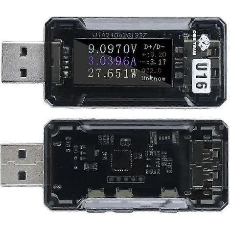 Testeur USB avec écran IPS HD : voltmètre, ampèremètre, type C, détection de charge rapide PD/QC2.0/QC3.0, testeur de tension, courant et capacité. (1/5)