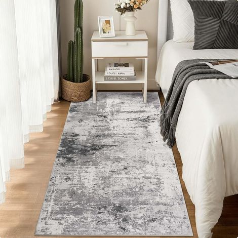 Abstrakt Tapis Gris Salon 80x150cm Tapis de Chambre Lavable en Machine Moderne Descente de Lit AntidéRapant pour Salle à Manger Bureau de Cuisine (1/5)