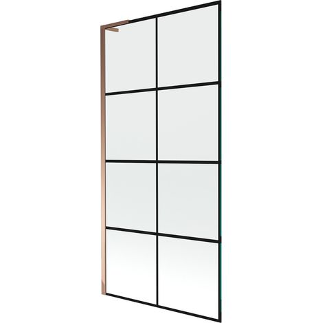 Mexen Next L Badewannenfaltwand 1-flügelig 90 x 150 cm, schwarzes Muster, Roségold - 895-090-000-03-77-60 (1/5)