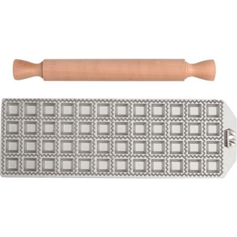 Marcato Stampo per Ravioli, Macchina per Ravioli, Forme per Ravioli Fatti in Casa, Taglio Quadrato da 25 mm, Spazio per Ripieno Abbondante, Mattarello in Legno Incluso, Made in Italy. (1/5)