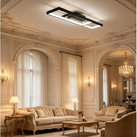 Plafoniera LED rettangolare 43 W 70x30 cm, 3000-6000 K, 4600 lm, nera HAVRYA (1/5)
