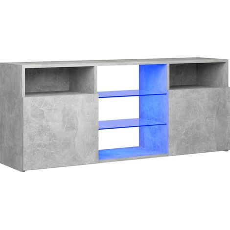 Meuble TV avec lumières LED Gris béton 120x30x50 (1/5)