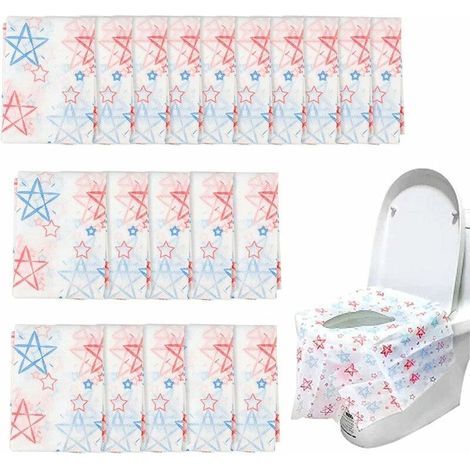 Abattants de toilettes 20 pièces coussin de toilette housse de siège de toilette surdimensionné XL tapis de siège de toilette coussin de papier toilette voyage imperméable jetable housse (1/5)