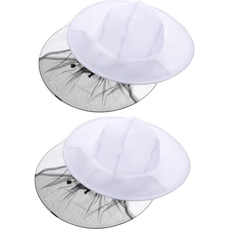 Lot de 2 Chapeaux D'apiculteur à Voile, Blanc, Maille Respirante en Polycoton, Col Élastiqué, Protection les Petites Piqûres pour Randonnée et Marche (1/5)