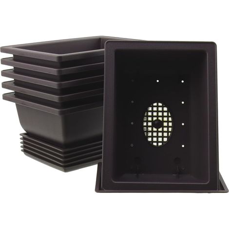6 Pièces Pots Bonsaï Rectangulaire avec Soucoupes, Pots de Fleurs en Plastique pour Salon Bureau Jardin, 16,5 x 12,3 cm (1/5)