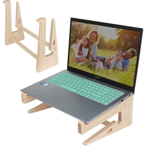 Supporto universale ergonomico in legno per laptop, beige (1/5)