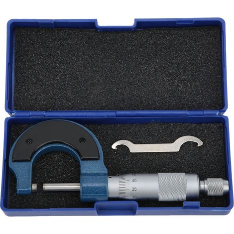 Jauge d'épaisseur micrométrique 0-25mm, acier au carbone, verrouillage spiralé, instrument de mesure extérieur.