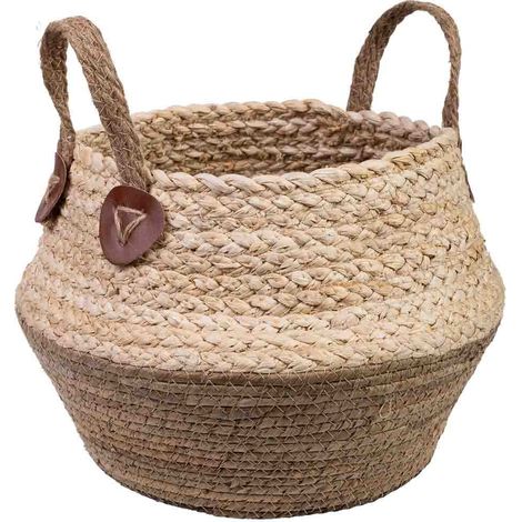 Cesto de fibra de hoja de banana y cuerda trenzada de maiz D34x33 (1/5)