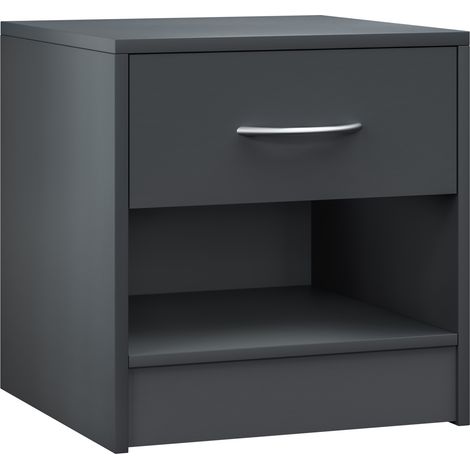 CASARIA® Nachttisch mit Schublade Bett 41cm Komforthöhe Ablage Schlafzimmer Nachtschrank Nachtkästchen Nachtkommode Holz 41x39x28cm  Anthrazit