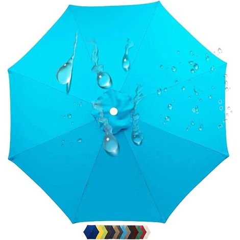 Auvent de Rechange pour Parasol de Terrasse, 6 Baleines/8 Baleines Toile de Rechange pour Parasol D'extérieur, Protection UV50+, Tissu Polyester, Imperméable, Toile de Parasol Déporté(M12,270 cm 8.8ft (1/5)