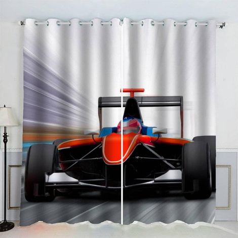 Rideau Voiture De Formule 1 Voiture Cool Rideau Thermique Isolant Anti Froid Rideau Occultant Oeillet 2 Pièces Opaque Salon Maison Décoration Rideaux Polyester (234x137 cm) - 234L X 137H cm (2 Panneau (1/5)