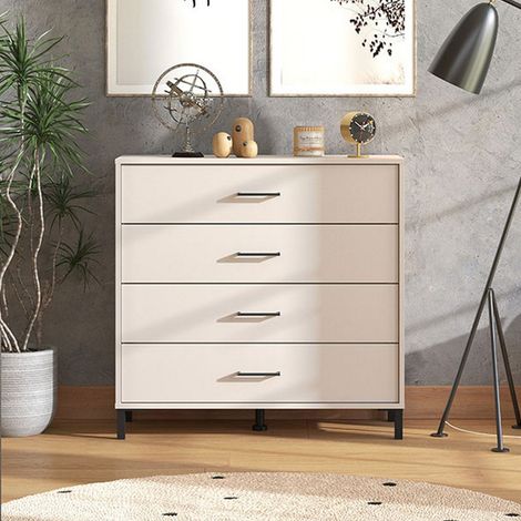Cassettiera Vidor, 4 Cassetti, Apertura Scorrevole, Chiusura Scorrevole, 93x40x90h cm Bianco (1/5)