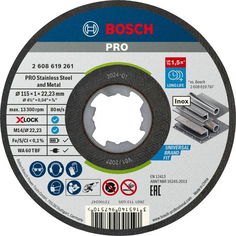 Bosch PRO Stainless Steel and Metal X-Lock Trennscheibe 115 x 1 x 22,23 mm - 2608619266 (1/5)
