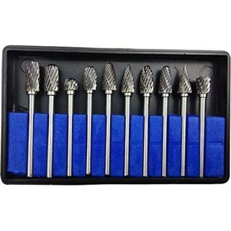 10PCS 3mmx6mm Fraises de Coupe Rotative Carbure Rotatifs Burr Dremel Outils Pour Travail Du Bois De Gravure, PerçAge (1/4)