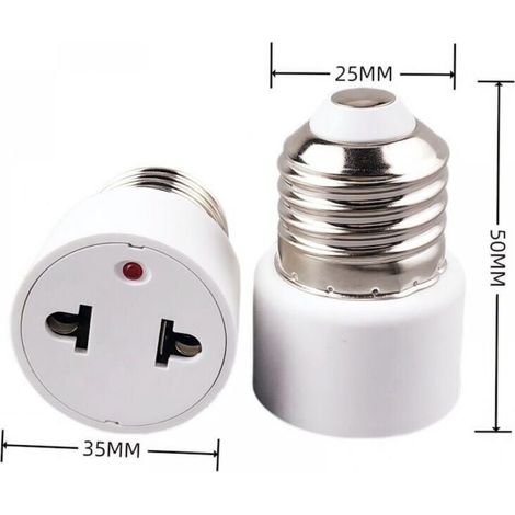 2 Stück pro Packung Lampenfassungsadapter E27-Stecker auf Steckdose (1/4)