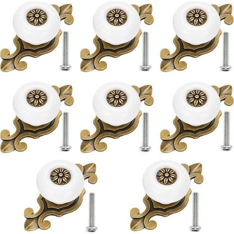 Bouton Ceramique, Meuble Boutons de Tiroir Vintage 8 Pièces Boutons en Métal Pour Bureau Tiroirs et Placard (1/5)