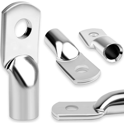Lot de 4 cosses de câble tubulaires 50 mm² M6 sans trou de visualisation, cosses de câble en cuivre épais non isolées pour bateau, yacht, voiture, camion, installation solaire (1/5)