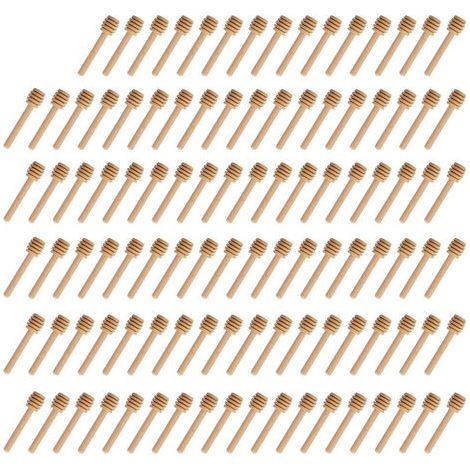 Mini cuillère à miel en bois pour cuisine et salle à manger bâtonnets de miel en bois confiture vin rouge bâtonnets de miel en bois bâtonnets de miel café lait thé bâtonnets de mélange (100 PCS) (1/5)
