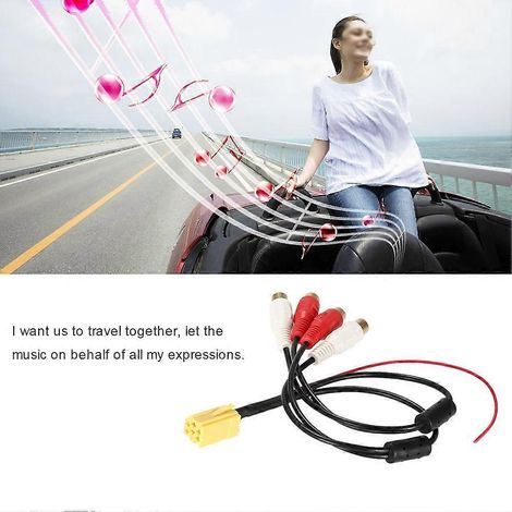 Adaptateur mini ISO 6 broches populaire avec sortie auxiliaire, câble 4 broches et 4 connecteurs RCA pour sièges