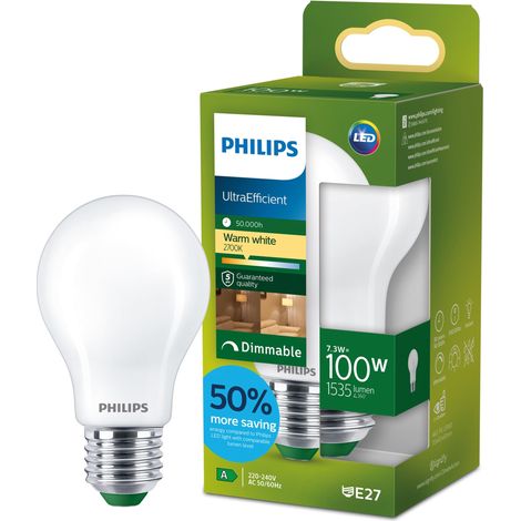 Ampoule LED Classe A 100W, culot E27, blanc chaud 2700K, verre (1/5)